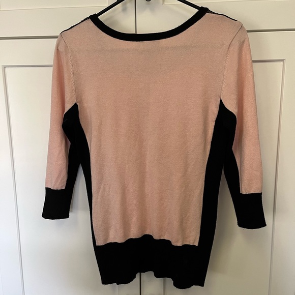 By and By-Pretty Soft Pink and Black Lace Light Sweater. Size Large. - Picture 2 of 4